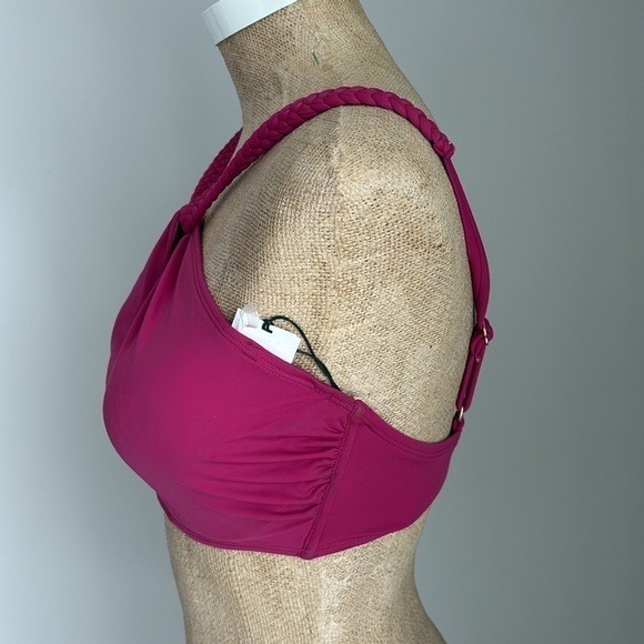 Shade & Shore High Neck Braided Strap Bikini Top 34D NEW! - Picture 3 of 5